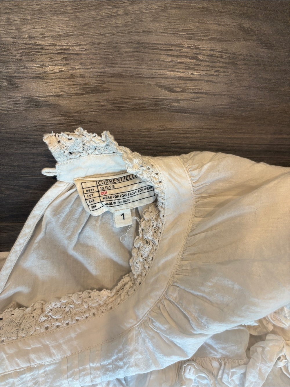 Current/Elliott Cream Ruffle Pintuck Blouse - Picture 2 of 4